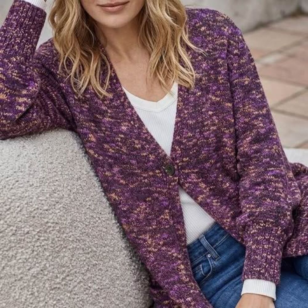 J.Jill Marled Knit Cardigan Sweater Size M Petite